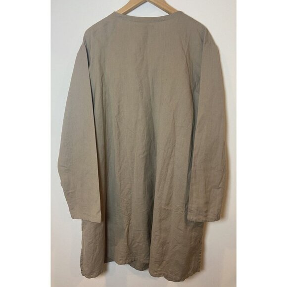 Gundrun Sjoden Tunic Blouse Button Front Cotton Linen Tan XXL - Picture 4 of 5
